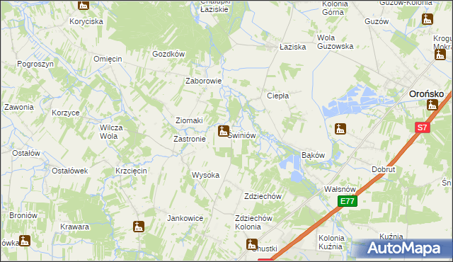 mapa Świniów, Świniów na mapie Targeo