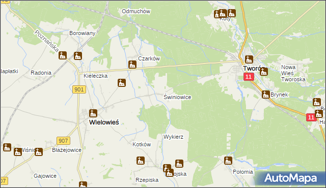 mapa Świniowice, Świniowice na mapie Targeo
