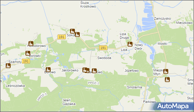 mapa Swoboda gmina Szamocin, Swoboda gmina Szamocin na mapie Targeo