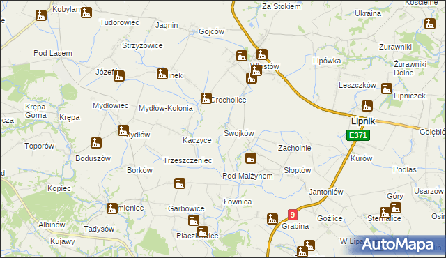 mapa Swojków gmina Lipnik, Swojków gmina Lipnik na mapie Targeo