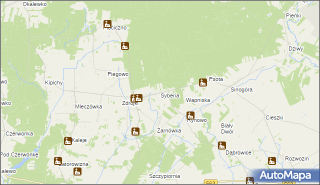 mapa Syberia gmina Lubowidz, Syberia gmina Lubowidz na mapie Targeo