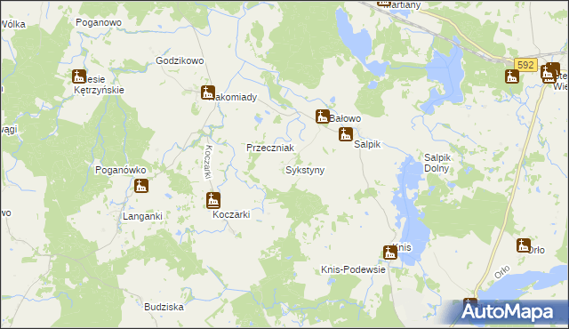 mapa Sykstyny, Sykstyny na mapie Targeo