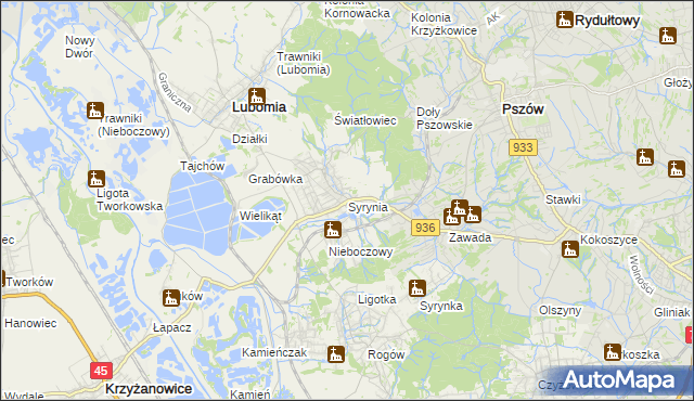 mapa Syrynia, Syrynia na mapie Targeo