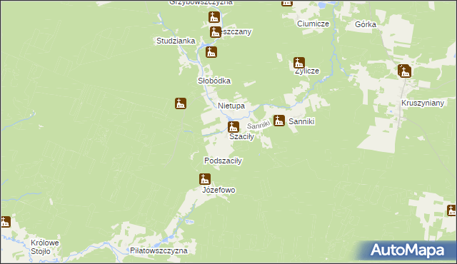 mapa Szaciły gmina Krynki, Szaciły gmina Krynki na mapie Targeo