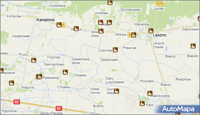 mapa Szadkówek, Szadkówek na mapie Targeo