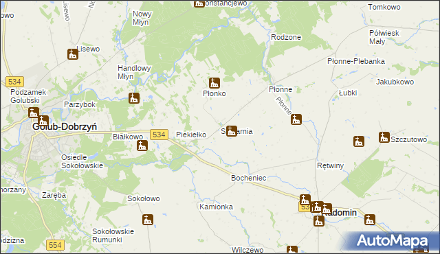 mapa Szafarnia gmina Radomin, Szafarnia gmina Radomin na mapie Targeo