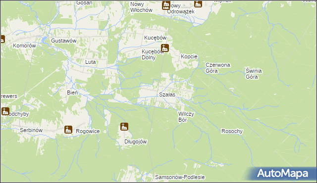 mapa Szałas gmina Zagnańsk, Szałas gmina Zagnańsk na mapie Targeo