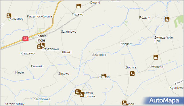 mapa Szaleniec, Szaleniec na mapie Targeo