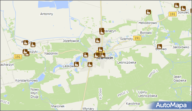 mapa Szamocin powiat chodzieski, Szamocin powiat chodzieski na mapie Targeo