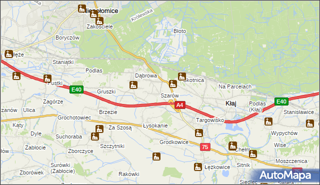 mapa Szarów gmina Kłaj, Szarów gmina Kłaj na mapie Targeo