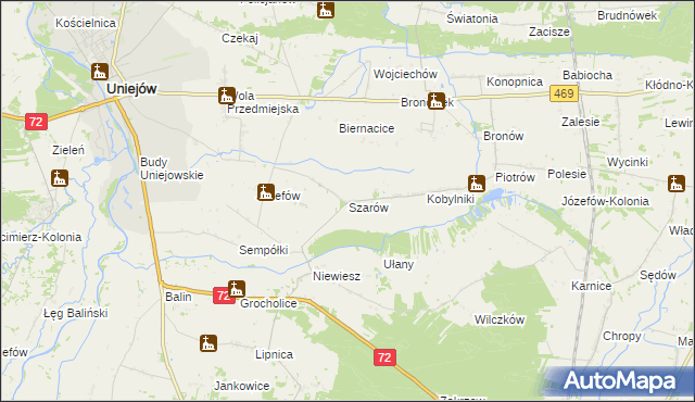 mapa Szarów gmina Poddębice, Szarów gmina Poddębice na mapie Targeo