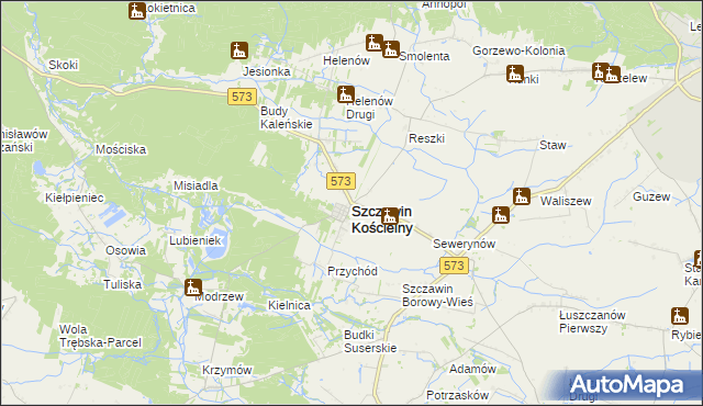 mapa Szczawin Kościelny, Szczawin Kościelny na mapie Targeo