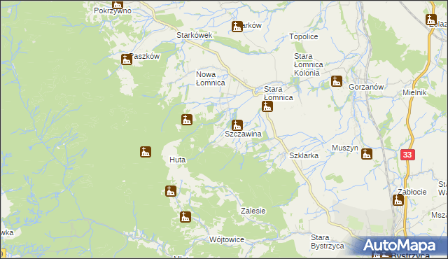 mapa Szczawina, Szczawina na mapie Targeo