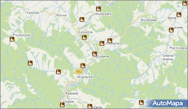 mapa Szczawne, Szczawne na mapie Targeo