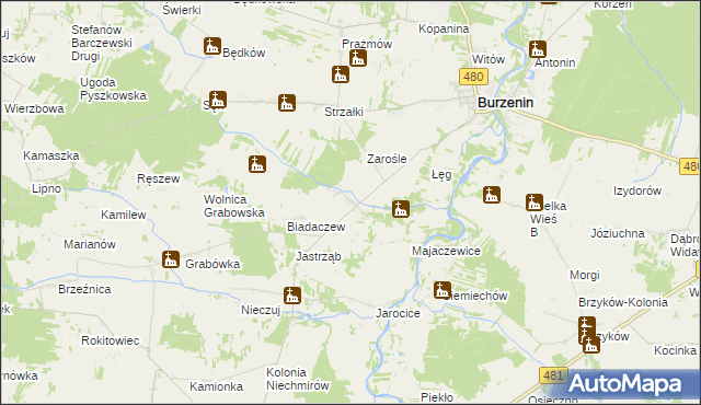 mapa Szczawno gmina Burzenin, Szczawno gmina Burzenin na mapie Targeo