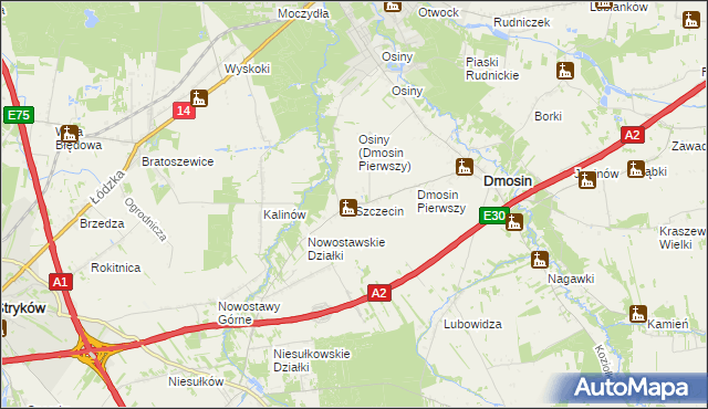 mapa Szczecin gmina Dmosin, Szczecin gmina Dmosin na mapie Targeo