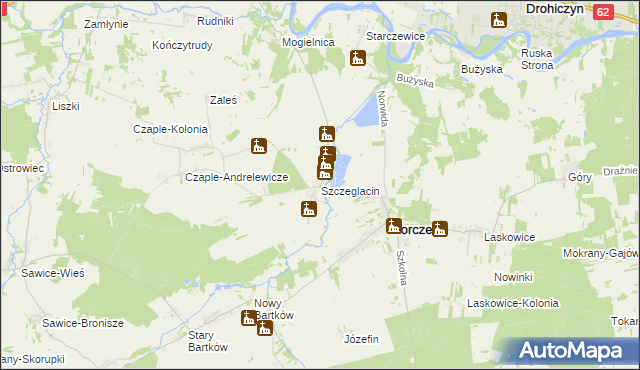 mapa Szczeglacin, Szczeglacin na mapie Targeo