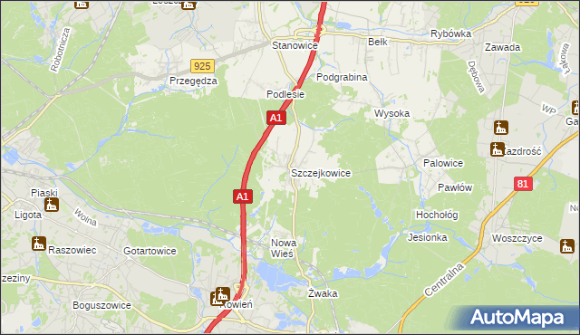 mapa Szczejkowice, Szczejkowice na mapie Targeo