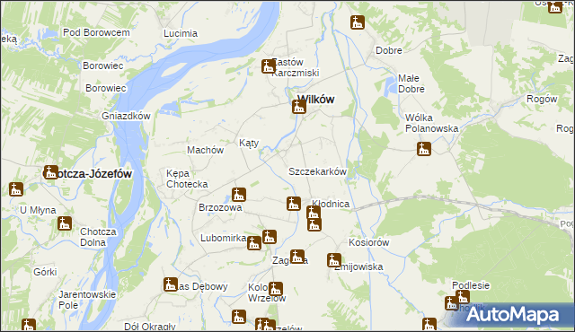 mapa Szczekarków gmina Wilków, Szczekarków gmina Wilków na mapie Targeo