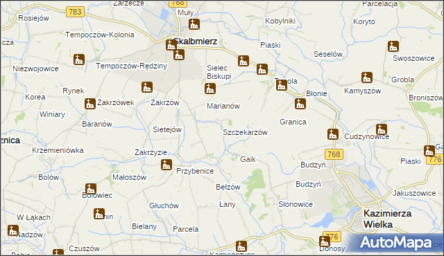 mapa Szczekarzów, Szczekarzów na mapie Targeo