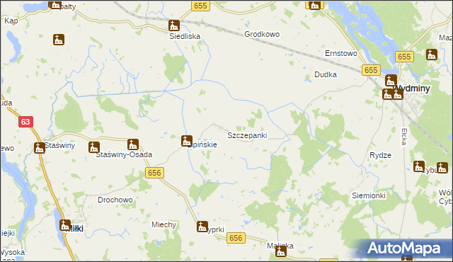 mapa Szczepanki gmina Wydminy, Szczepanki gmina Wydminy na mapie Targeo