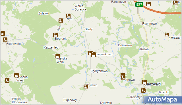 mapa Szczepankowo gmina Grunwald, Szczepankowo gmina Grunwald na mapie Targeo