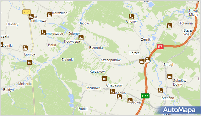 mapa Szczepanów gmina Sobków, Szczepanów gmina Sobków na mapie Targeo