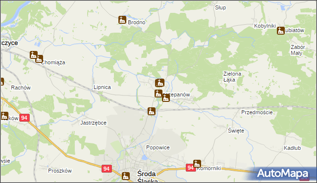 mapa Szczepanów gmina Środa Śląska, Szczepanów gmina Środa Śląska na mapie Targeo