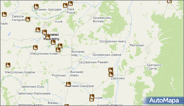 mapa Szczepkowo-Zalesie, Szczepkowo-Zalesie na mapie Targeo