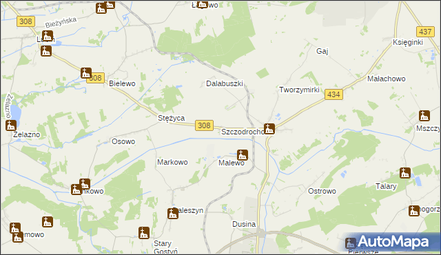 mapa Szczodrochowo gmina Gostyń, Szczodrochowo gmina Gostyń na mapie Targeo
