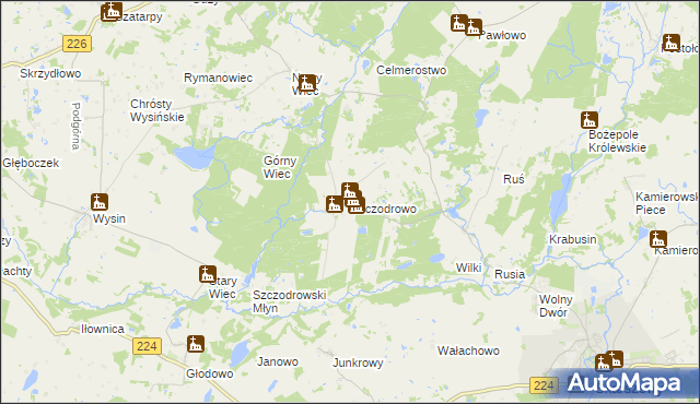 mapa Szczodrowo gmina Skarszewy, Szczodrowo gmina Skarszewy na mapie Targeo