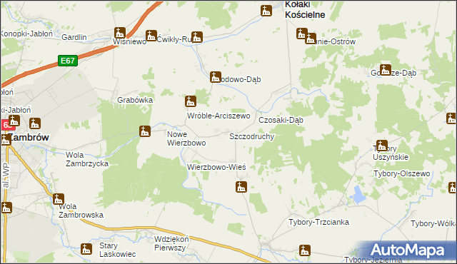 mapa Szczodruchy gmina Kołaki Kościelne, Szczodruchy gmina Kołaki Kościelne na mapie Targeo