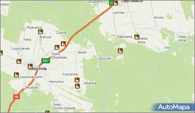 mapa Szczurek, Szczurek na mapie Targeo