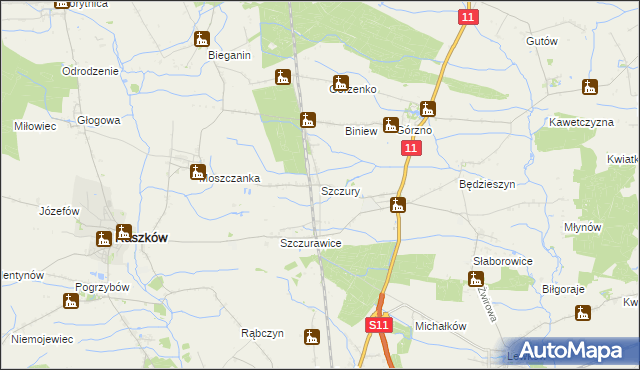 mapa Szczury, Szczury na mapie Targeo