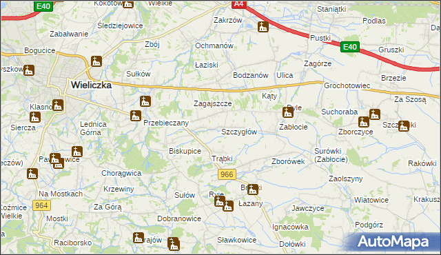 mapa Szczygłów, Szczygłów na mapie Targeo