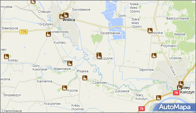 mapa Szczytniki gmina Wiślica, Szczytniki gmina Wiślica na mapie Targeo