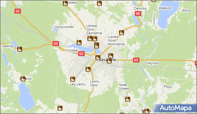 mapa Szczytno, Szczytno na mapie Targeo