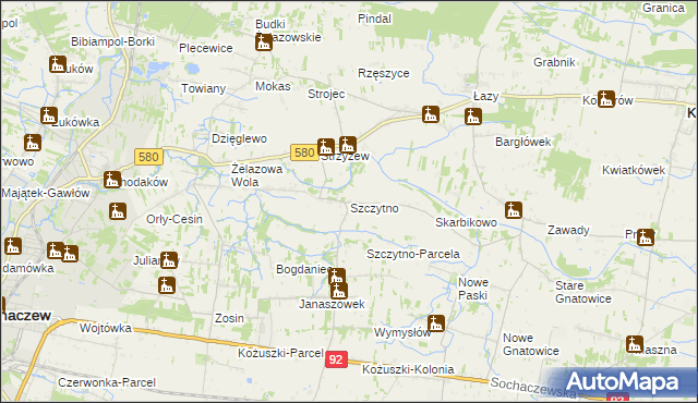 mapa Szczytno gmina Kampinos, Szczytno gmina Kampinos na mapie Targeo