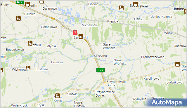 mapa Szczytno gmina Załuski, Szczytno gmina Załuski na mapie Targeo