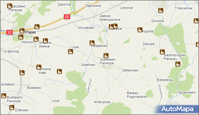 mapa Szelejewo Pierwsze, Szelejewo Pierwsze na mapie Targeo