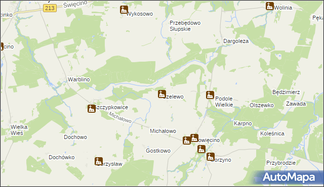mapa Szelewo, Szelewo na mapie Targeo