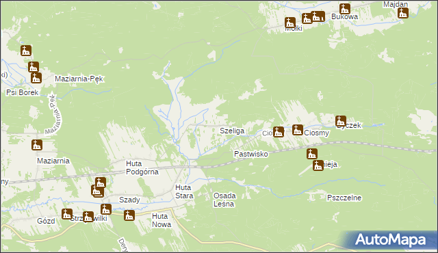 mapa Szeliga, Szeliga na mapie Targeo