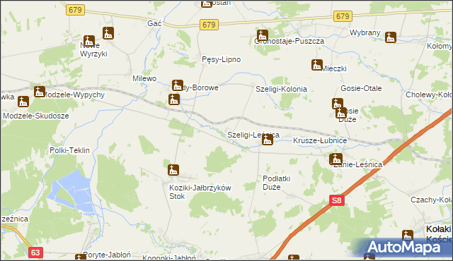 mapa Szeligi-Leśnica, Szeligi-Leśnica na mapie Targeo