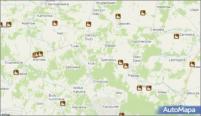 mapa Szembory, Szembory na mapie Targeo