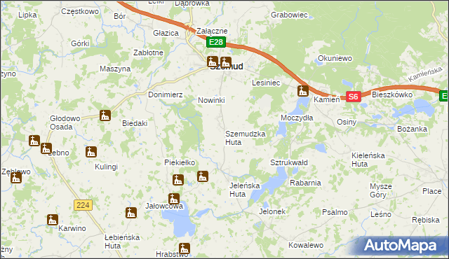 mapa Szemudzka Huta, Szemudzka Huta na mapie Targeo