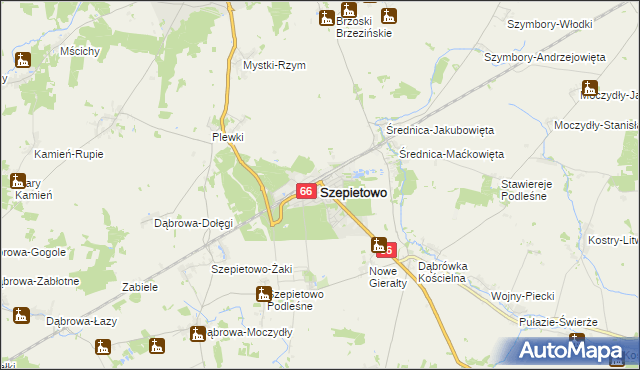 mapa Szepietowo, Szepietowo na mapie Targeo