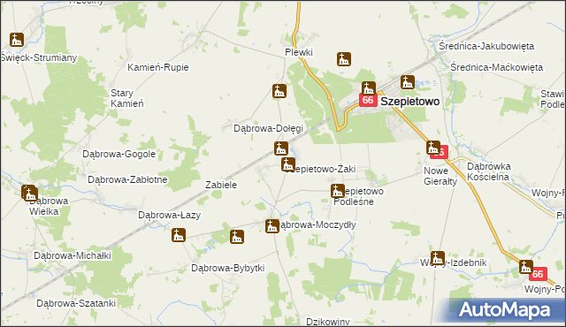 mapa Szepietowo-Żaki, Szepietowo-Żaki na mapie Targeo