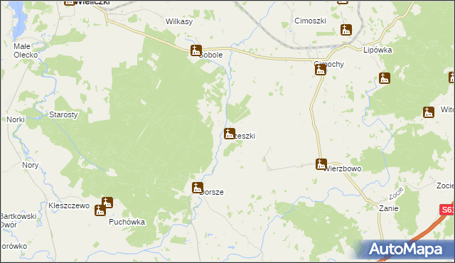 mapa Szeszki gmina Wieliczki, Szeszki gmina Wieliczki na mapie Targeo