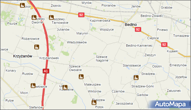 mapa Szewce Nagórne, Szewce Nagórne na mapie Targeo