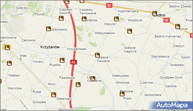 mapa Szewce Owsiane, Szewce Owsiane na mapie Targeo